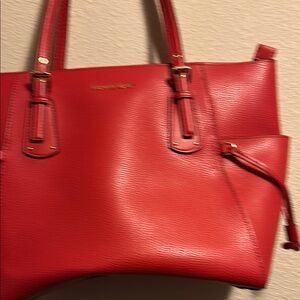 Michael Kors Red Leather Tote Bag